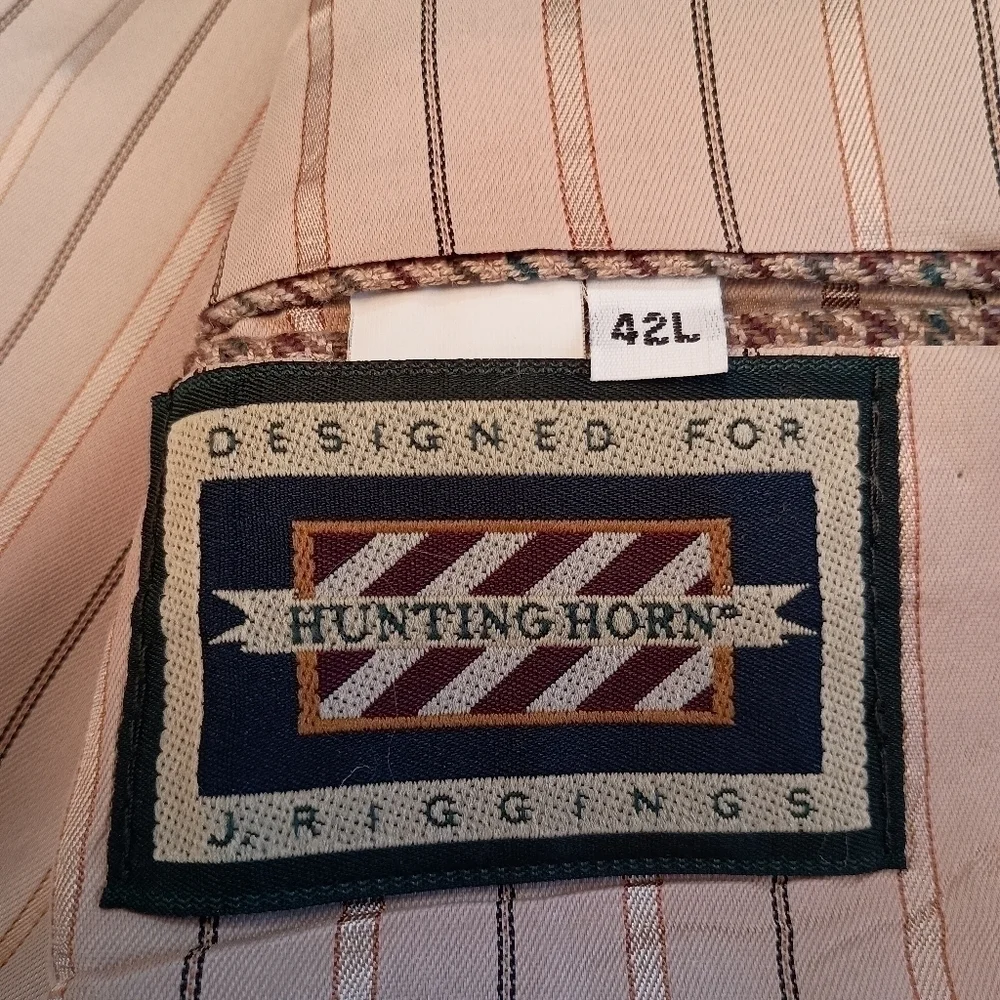 Vintage Hunting Horn by J Riggins Houndstooth Wool Blend Sports Coat/Blazer  42L